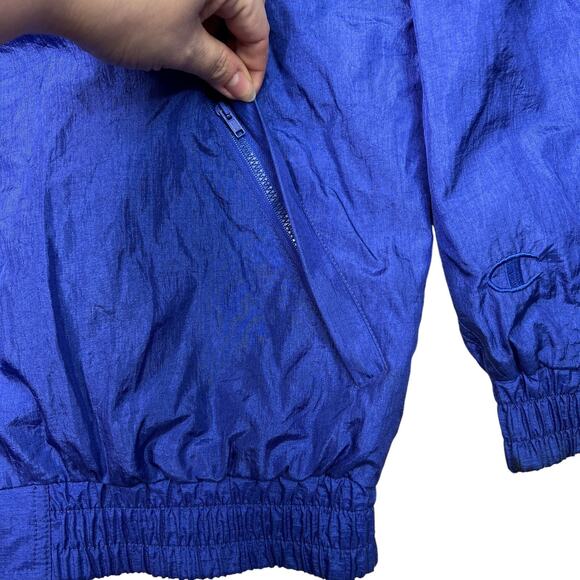 Champion VTG 90s Lightweight Zip Up Windbreaker Track Jacket Blue Gray Large - Picture 3 of 8